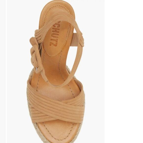 Schutz Blisse Platform Sandal Blisse Platform Jute-Wrapped Heel Sandal Tan Sz 10 - Picture 8 of 11